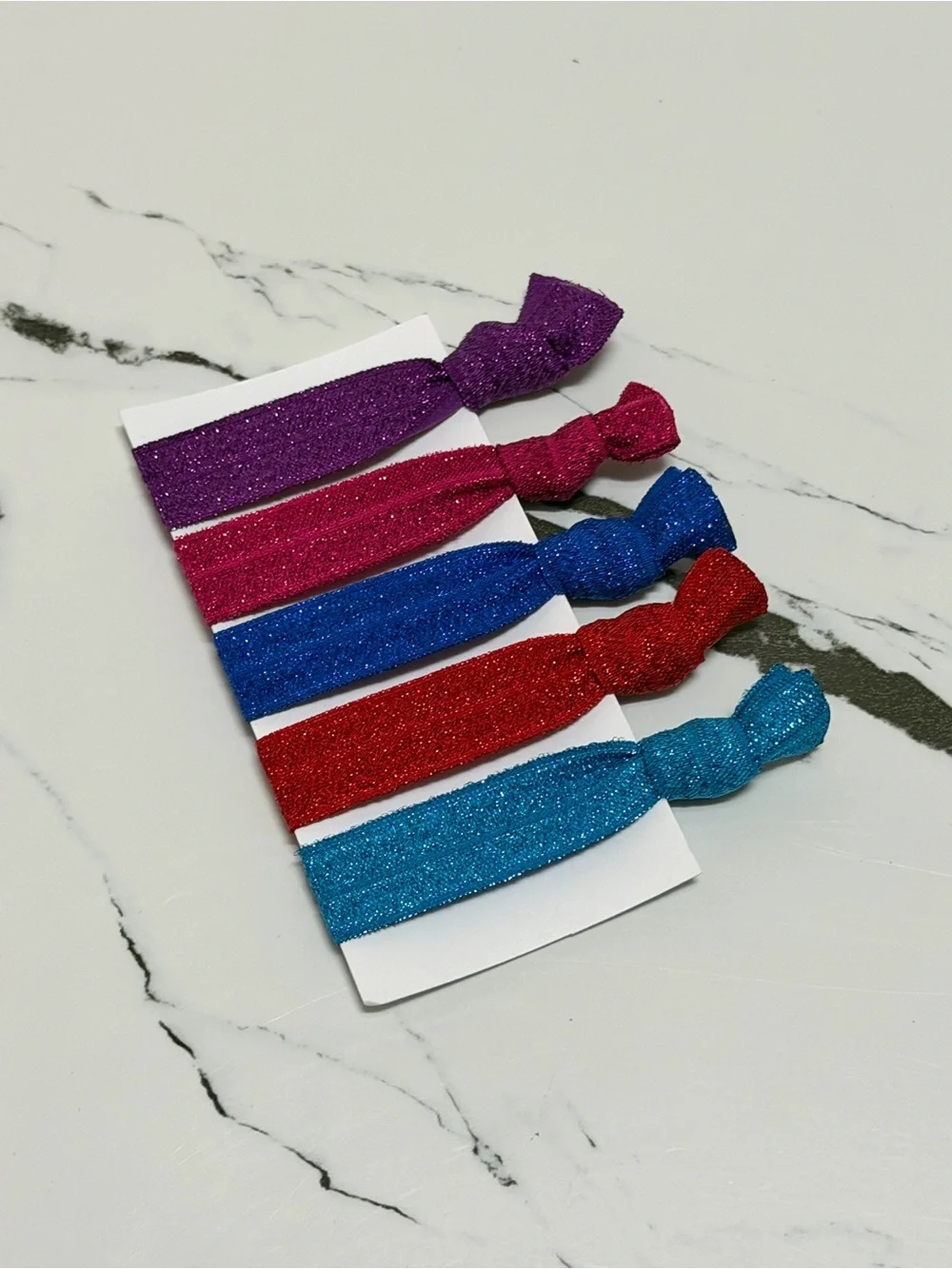 Glitter Elastic Hair Ties for Kids and adults - Purple, Pink, Blue, Red, Teal